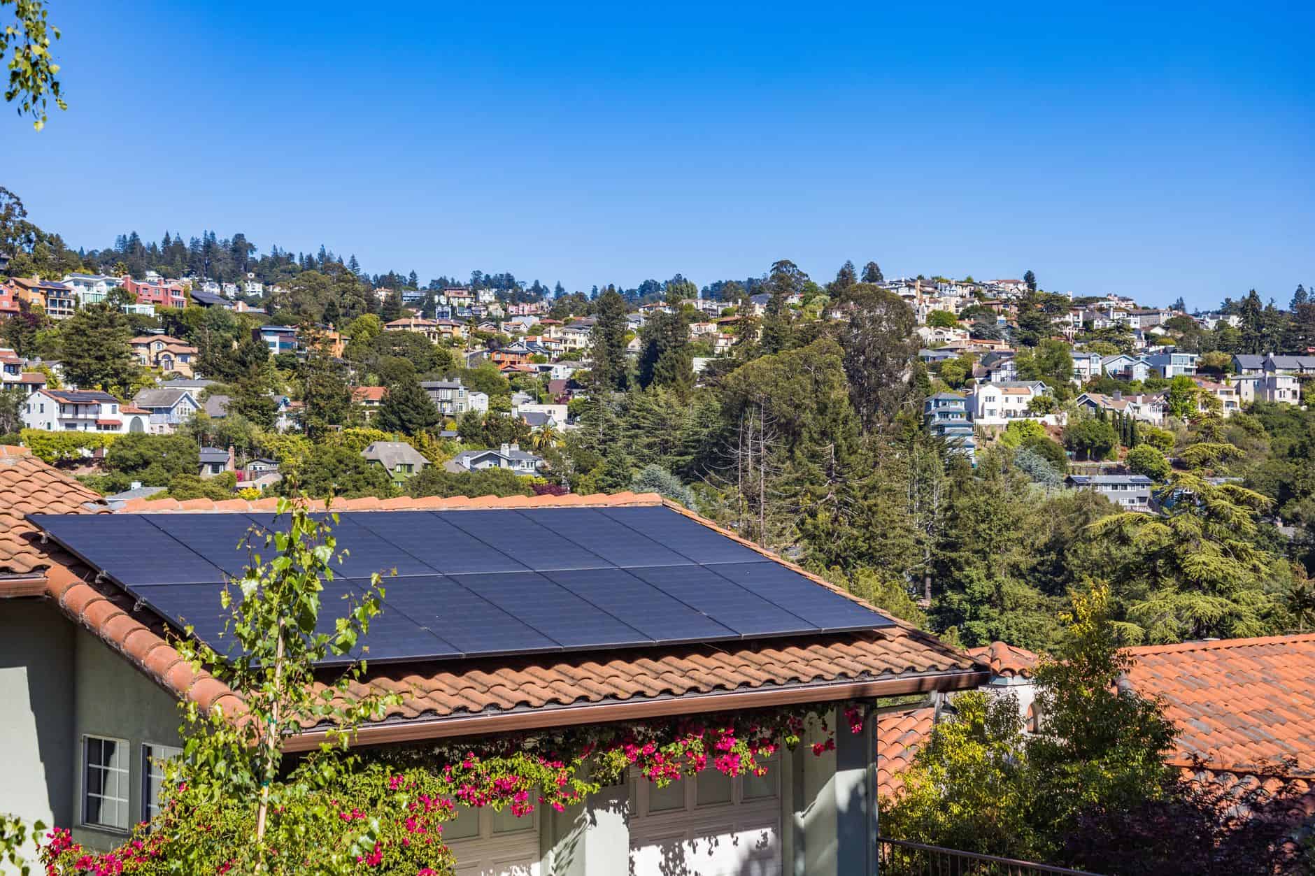 House with solar panels on the roof